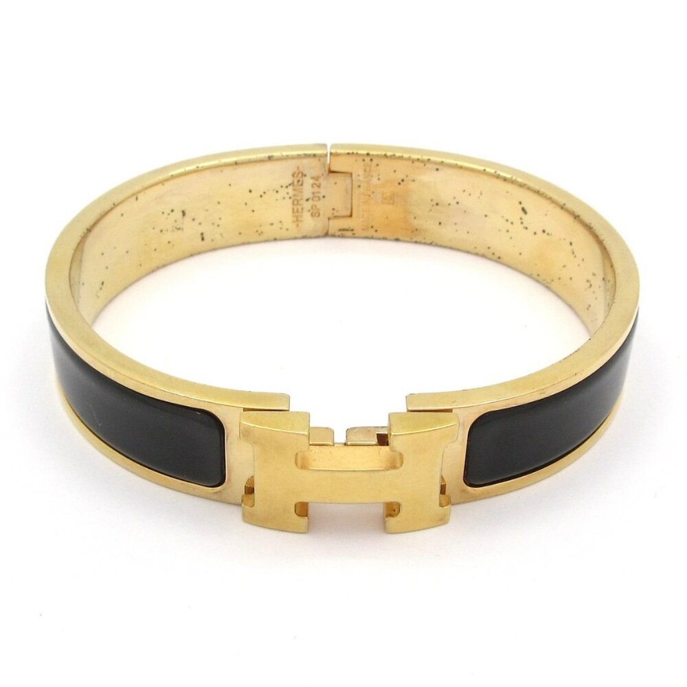 HERMES Clic H Gold Black Hardware Bangle - Picture 6 of 10